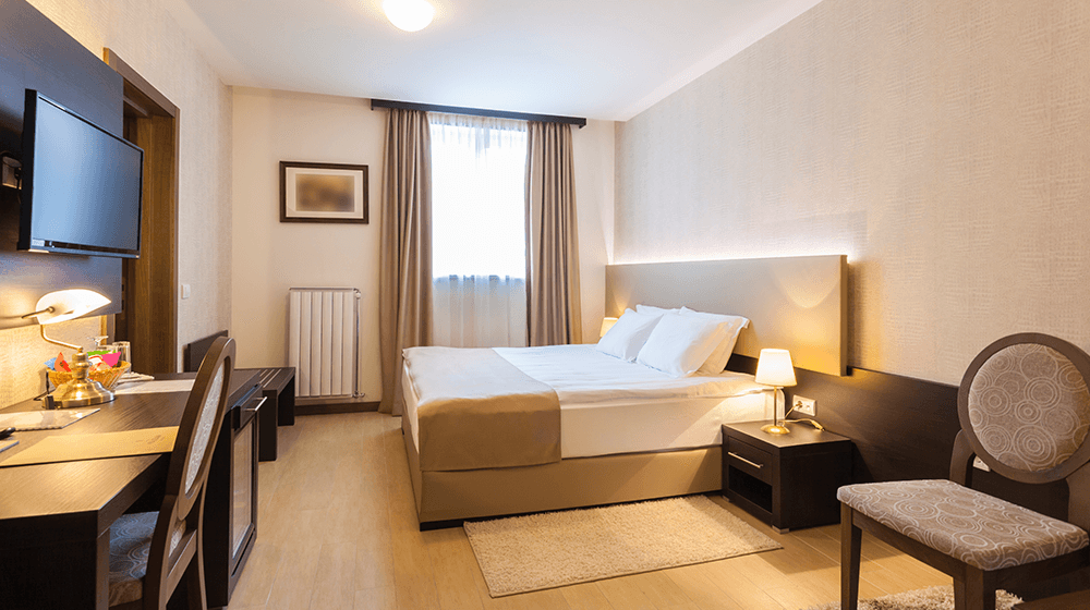 Bright hotel room interior